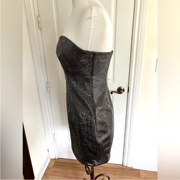 GUESS Strapless Mini Dress Lurex Metallic Look - Picture 5 of 12